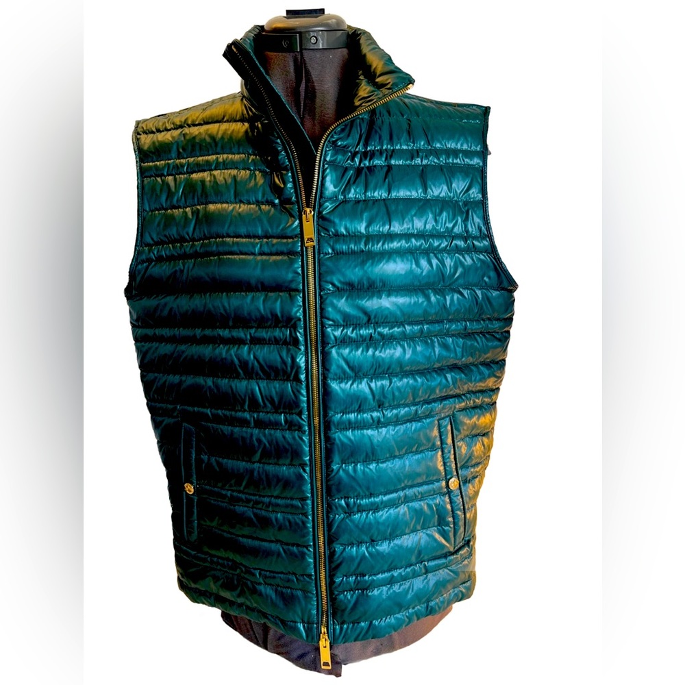 BURBERRY TROWBY MEN PUFFER VEST JACKET SIZE-M PINE GREEN Vtg